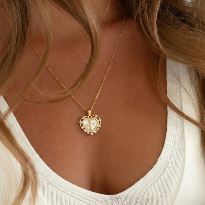 Heart Cross Necklace