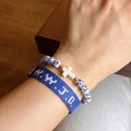 WWJD Floral Ceramic Cross Bracelet Stack