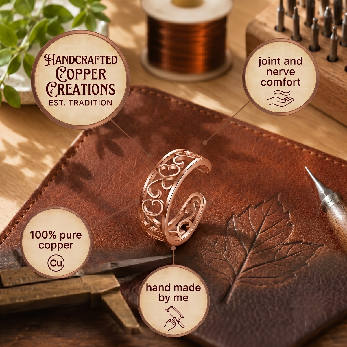 Mary's Scroll Copper Toe Ring