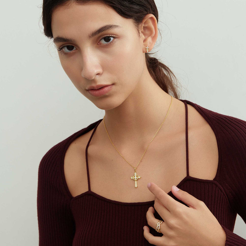 Cross and Crown of Thorns Faith Pendant Necklace
