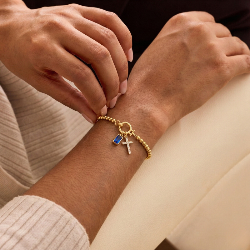 Birthstone Cross Bracelet