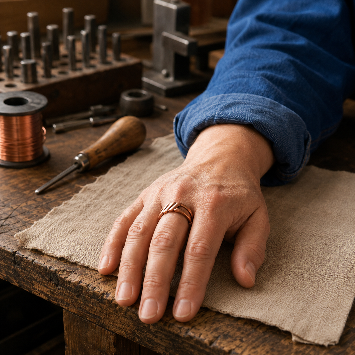 Mary's Stripe Copper Ring