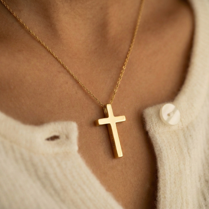 Engraved Cross Necklace