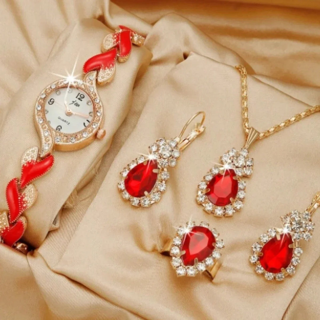 1pcs of new fashionable and trendy women's quartz watch set, which is the best choice for gifts