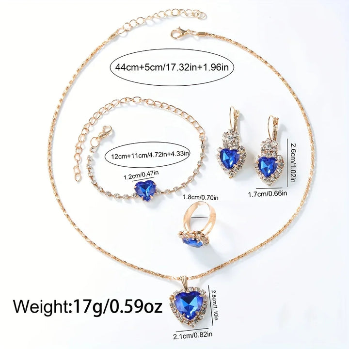A fashionable women's quartz watch set, consisting of a 6pcs alloy round case timetable, earrings, necklace, and ring set,