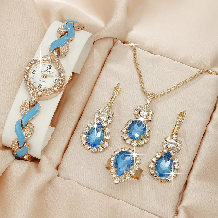 1pcs of new fashionable and trendy women's quartz watch set, which is the best choice for gifts