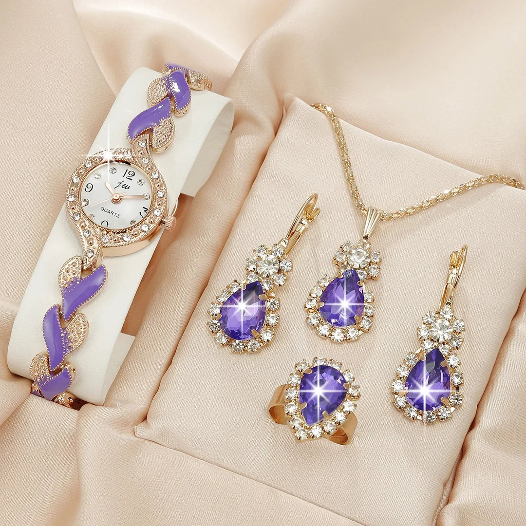 1pcs of new fashionable and trendy women's quartz watch set, which is the best choice for gifts