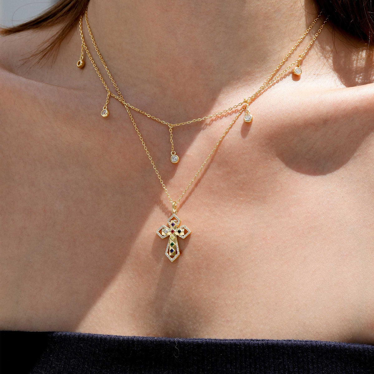 Divine Spectrum Cross Necklace